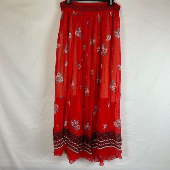 Philosophy Di Lorenzo Serafini Maxi Layered Skirt IT 44 US 8 Red Black Pink Blue - Picture 6 of 10
